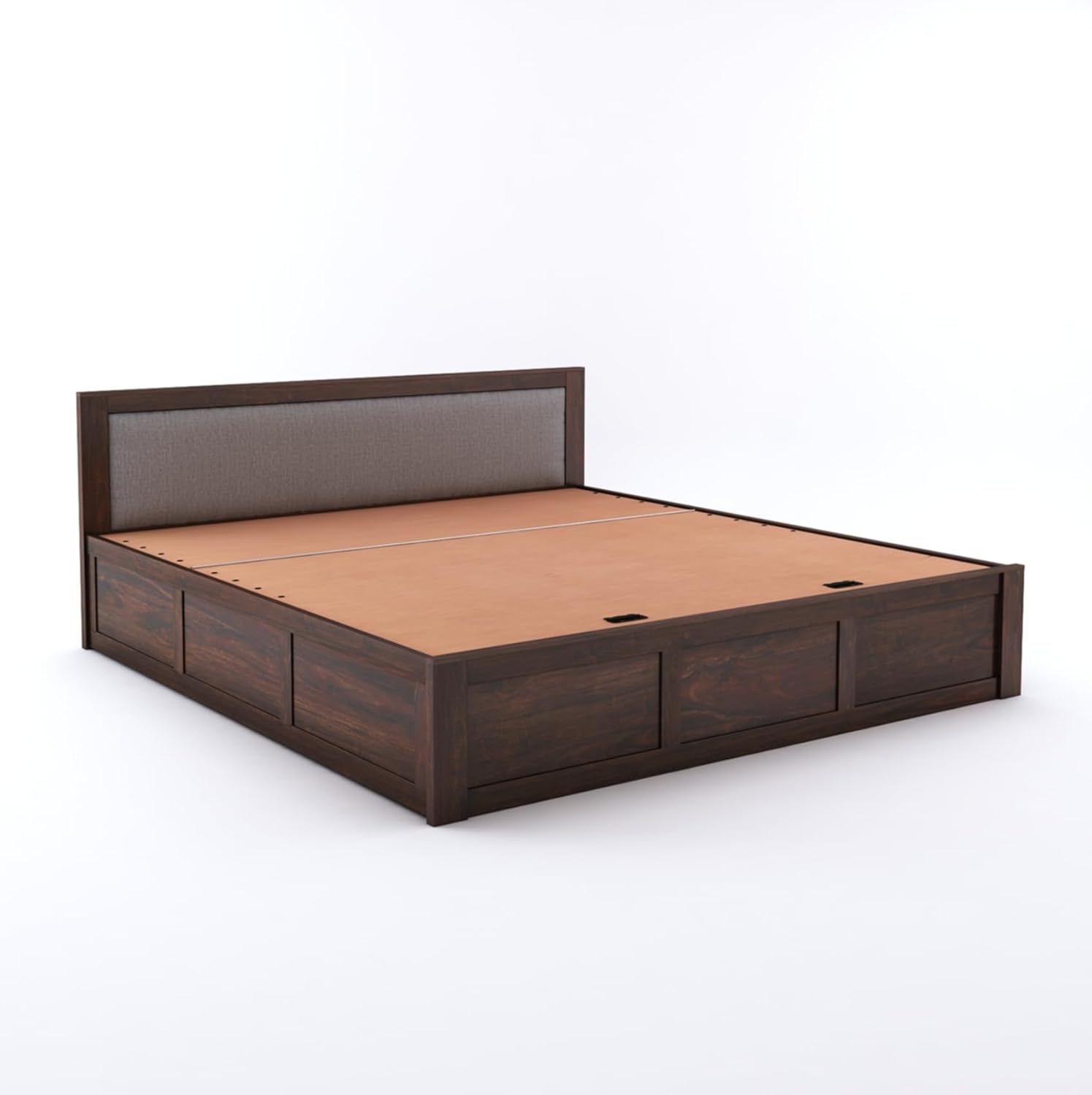 Goyal Handicraft King Size Bed with Hydraulic Storage | Sheesham Bed with Hydraulic Storage Wooden Double Cot Palang Furniture for Bedroom Home | Hydraulic Storage Bed - Walnut Finish | 1 Year Warranty