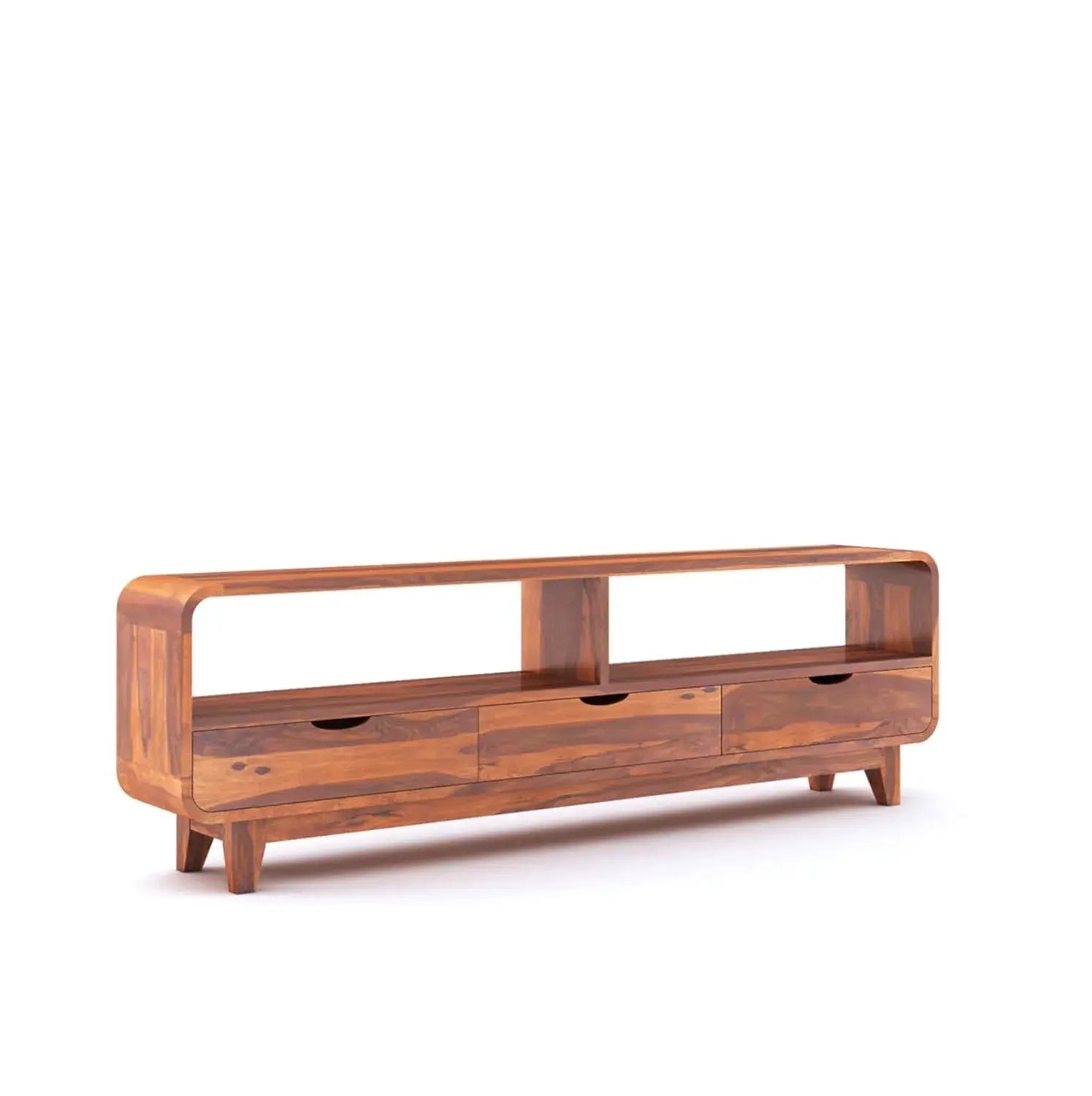 TV Cabinet With 3 Drawer Storage - Honey Finish
