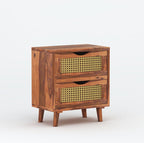 Sheesham Wood Bedside Table with Cabinet Storage Night Stand Sofa Side Table End Table Furniture for Living Room Home Office