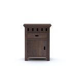 Bedside Table With Drawer And Door Storage | Walnut Finish