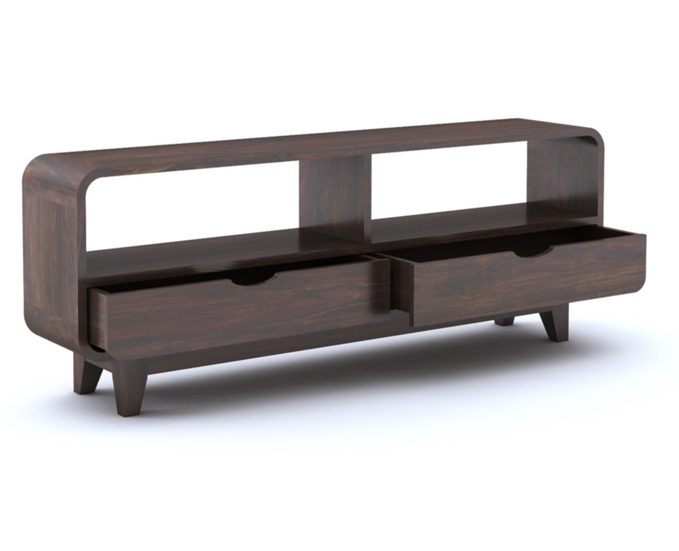 Sheesham Wood Sideboard Low Height TV Cabinet/TV Stand for Living Room &Bedroom | Wooden Free Standing TV Unit Side Board Table with 2 Drawer & Shelf Storage