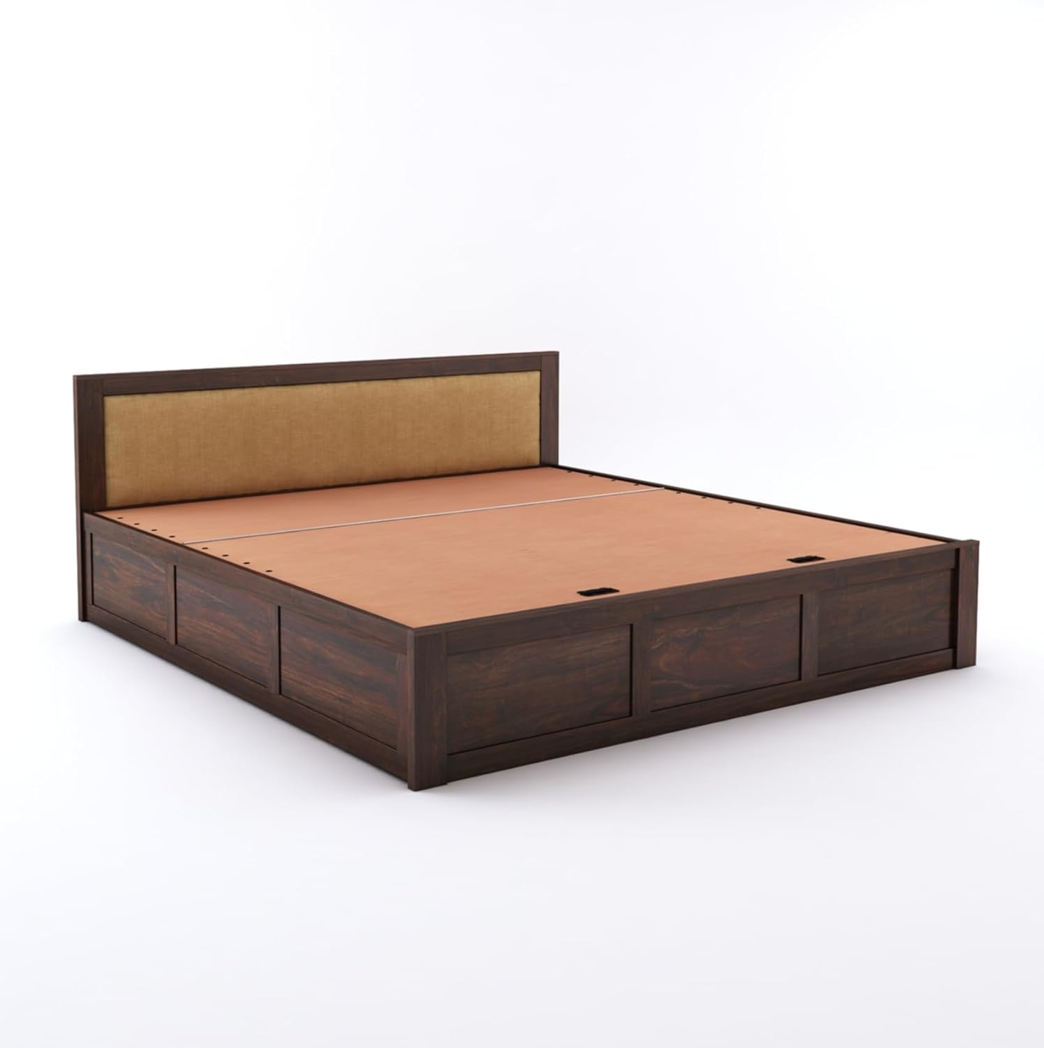 Goyal Handicraft Sheesham Wood King Size Bed with Hydraulic Storage for Bedroom Living Room Home Hotel Furniture Wooden Double Bed Cot Palang for Guest Room (Walnut Finish) | 1 Year Warranty