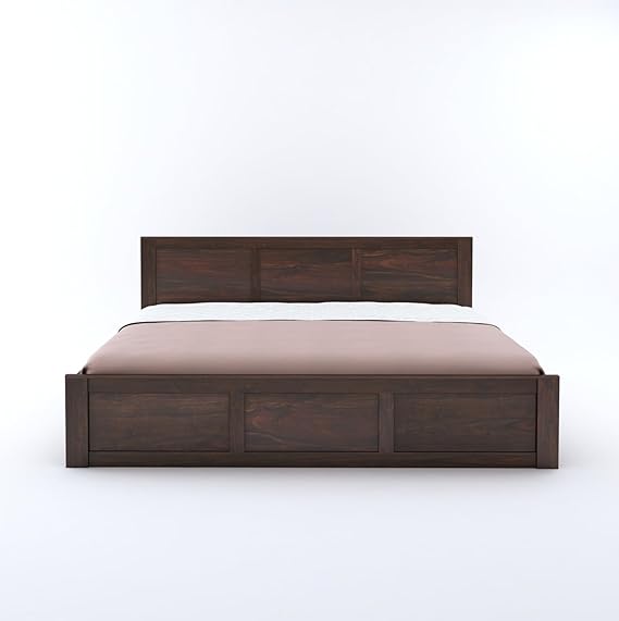 Goyal Handicraft Sheesham Wood King Size Bed Without Storage for Bedroom Living Room Home Hotel Solid Wood Double Bed Cot Palang Furniture (Walnut Finish)