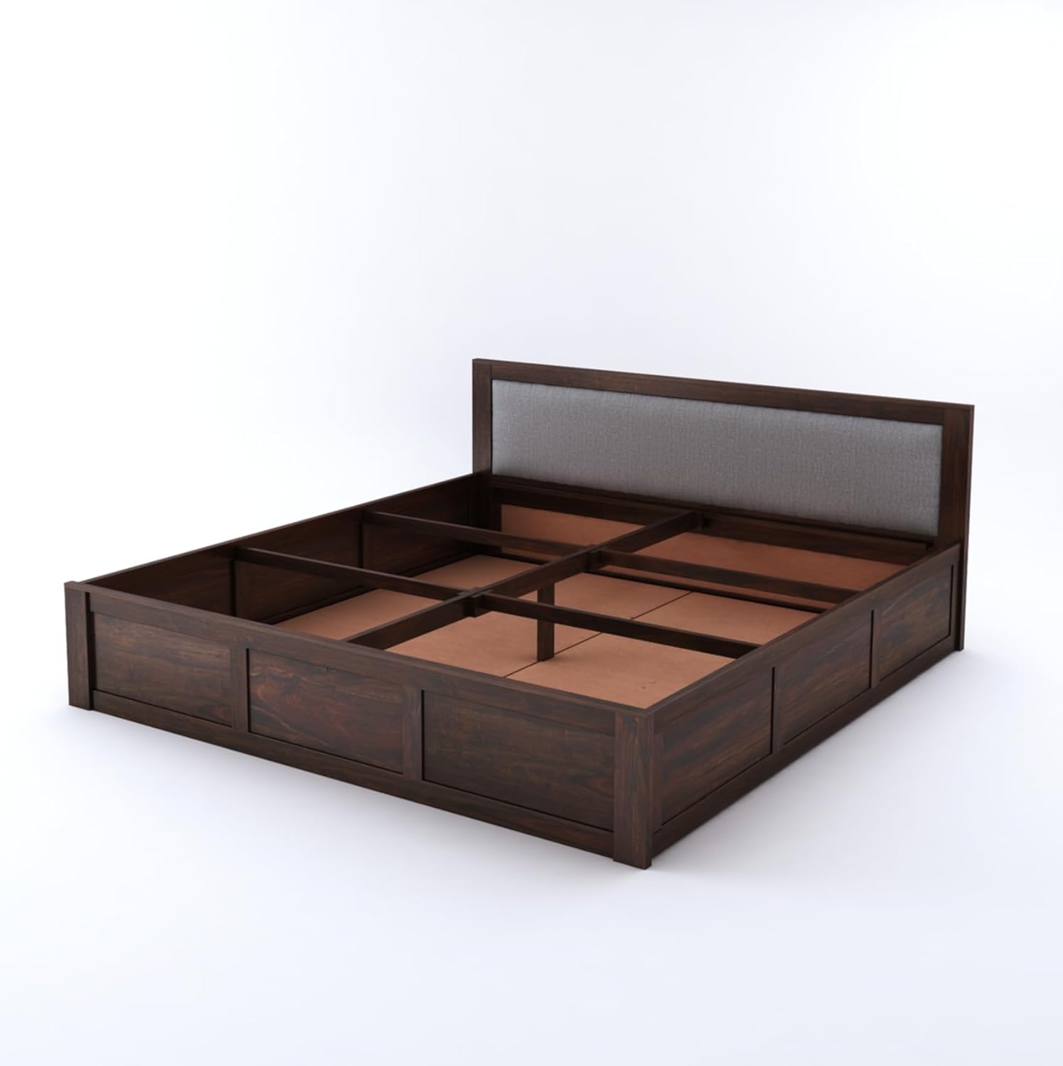 Sheesham Wood King Size Bed with Storage for Bedroom Living Room Home Hotel Bed with Cushion Headboard Pannel Wooden Double Bed Cot Palang Furniture -1 Year Warranty