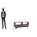 Curved Elongated Coffee Table With 2 Drawer - Walnut Finish