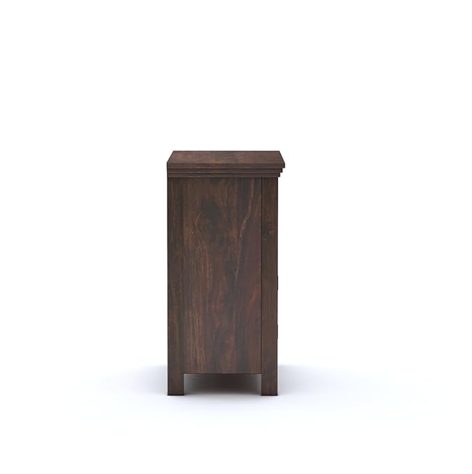 Goyal Handicraft Sheesham Wood Bedside Table with One Drawer and Cabinet Storage for Bedroom, Living Room, Office Nightstand Sofa Side Table End Table Furniture (Walnut Finish)