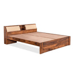 Sheesham Wood Queen Size Bed with Headboard and 4 Drawer Storage Wooden Double Bed Cot Palang Furniture for Bedroom Living Room Home