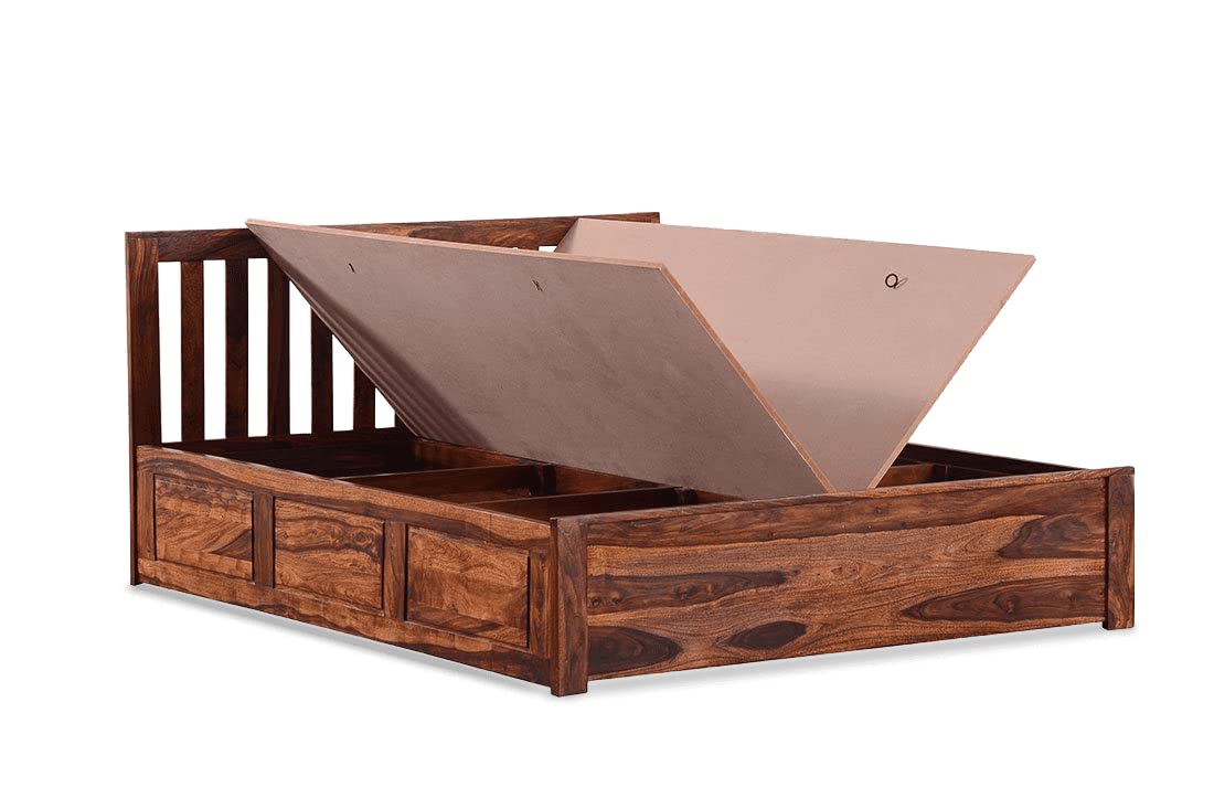 Sheesham Wood King Size Bed with Box Storage for Bedroom Living Room Home Hotel Wooden Double Bed Cot Palang Furniture