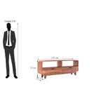 Curved Elongated Coffee Table With 2 Drawer - Honey Finish