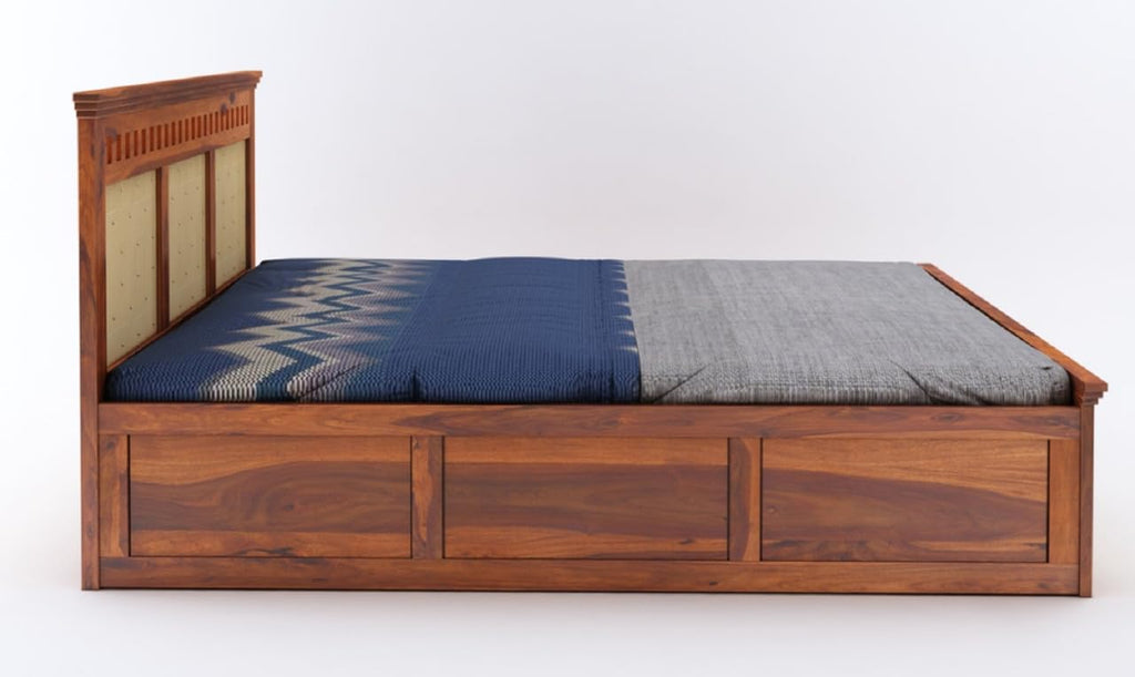 Sheesham Wood King Size Kuber Bed with Storage for Bedroom Living Room Home Hotel Wooden Double Bed Cot Palang with Box Storage Furniture