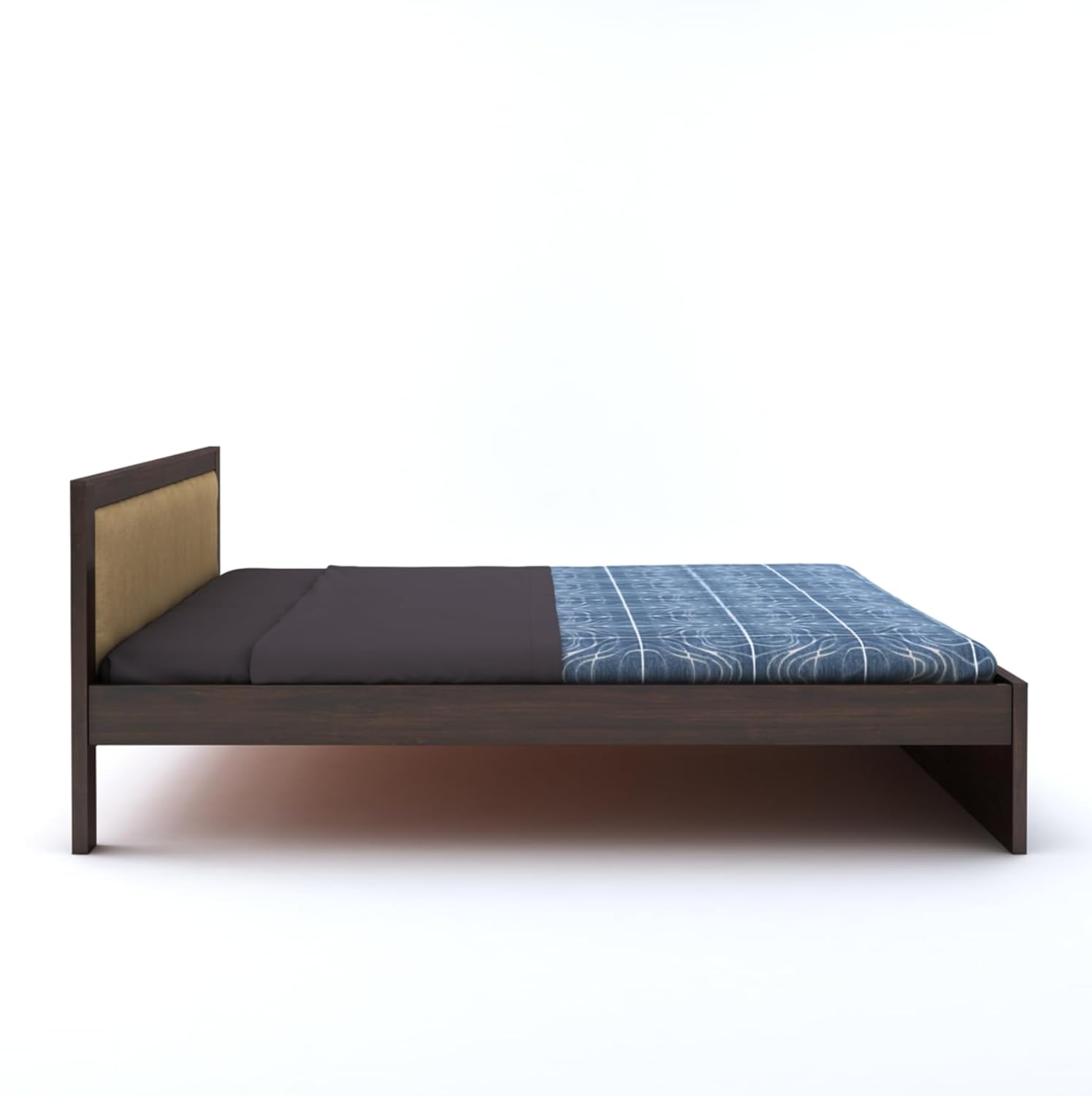 Sheesham Wood Queen Size Bed Without Storage Wooden Headboard Cushion Cot Double Bed Furniture for Bedroom Living Room Home