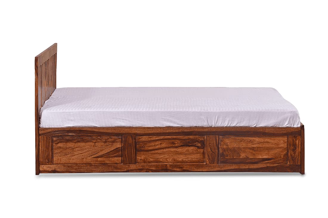 Sheesham Wood Queen Size Bed with Box Storage for Bedroom Living Room Home Hotel Wooden Double Bed Cot Palang Furniture
