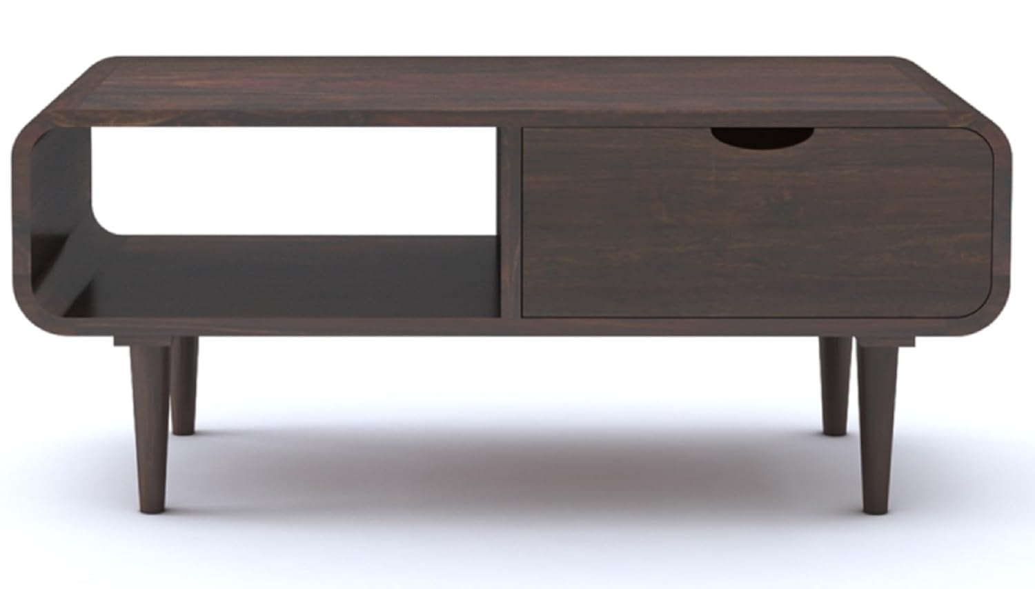 Sheesham Wood Rectangle Coffee Table with Shelf and Drawer Storage Wooden Tea Tables Solid Wood Center Table Furniture for Bedroom Living Room Home Office