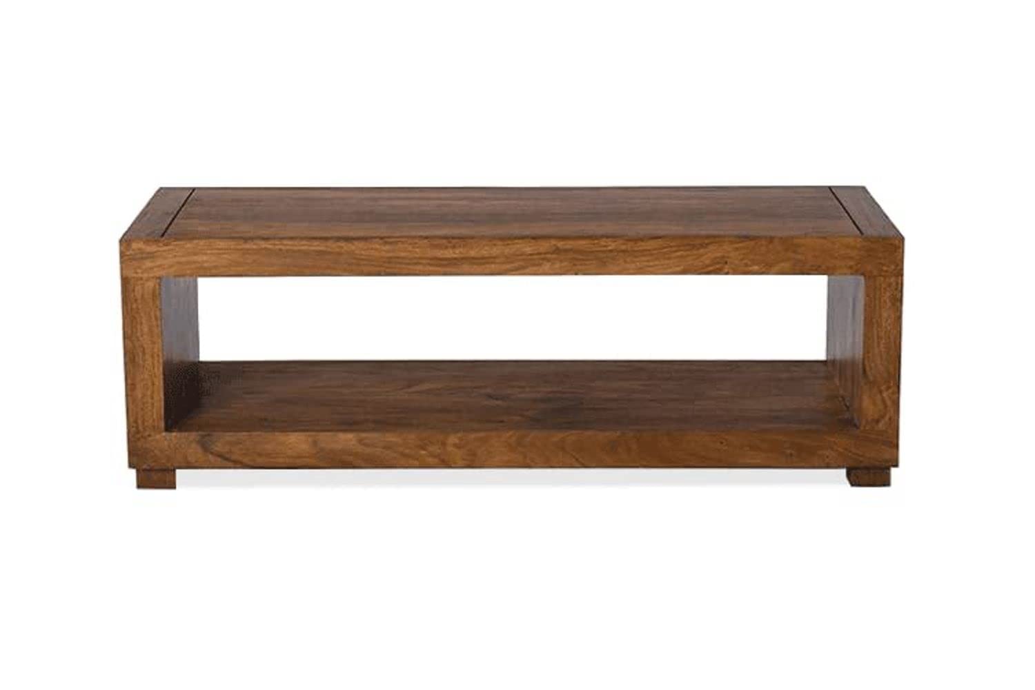 Sheesham Wood Coffee Table with Shelf Storage Wooden Teapoy Tea Table Center Table Furniture for Bedroom Living Room Home and Office