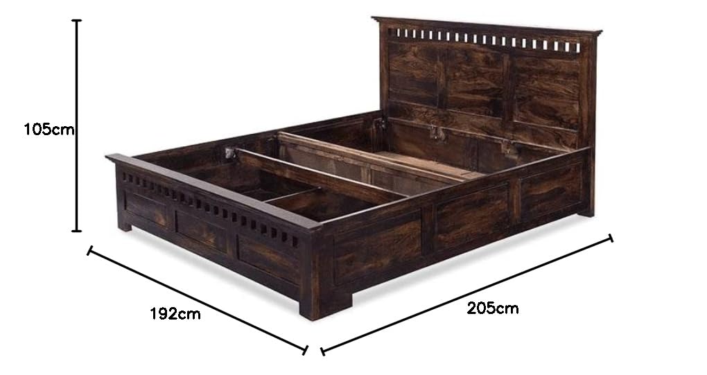 Sheesham Wood King Size Kuber Bed with Box Storage for Bedroom Living Room Home Hotel Wooden Double Bed Cot Palang Furniture