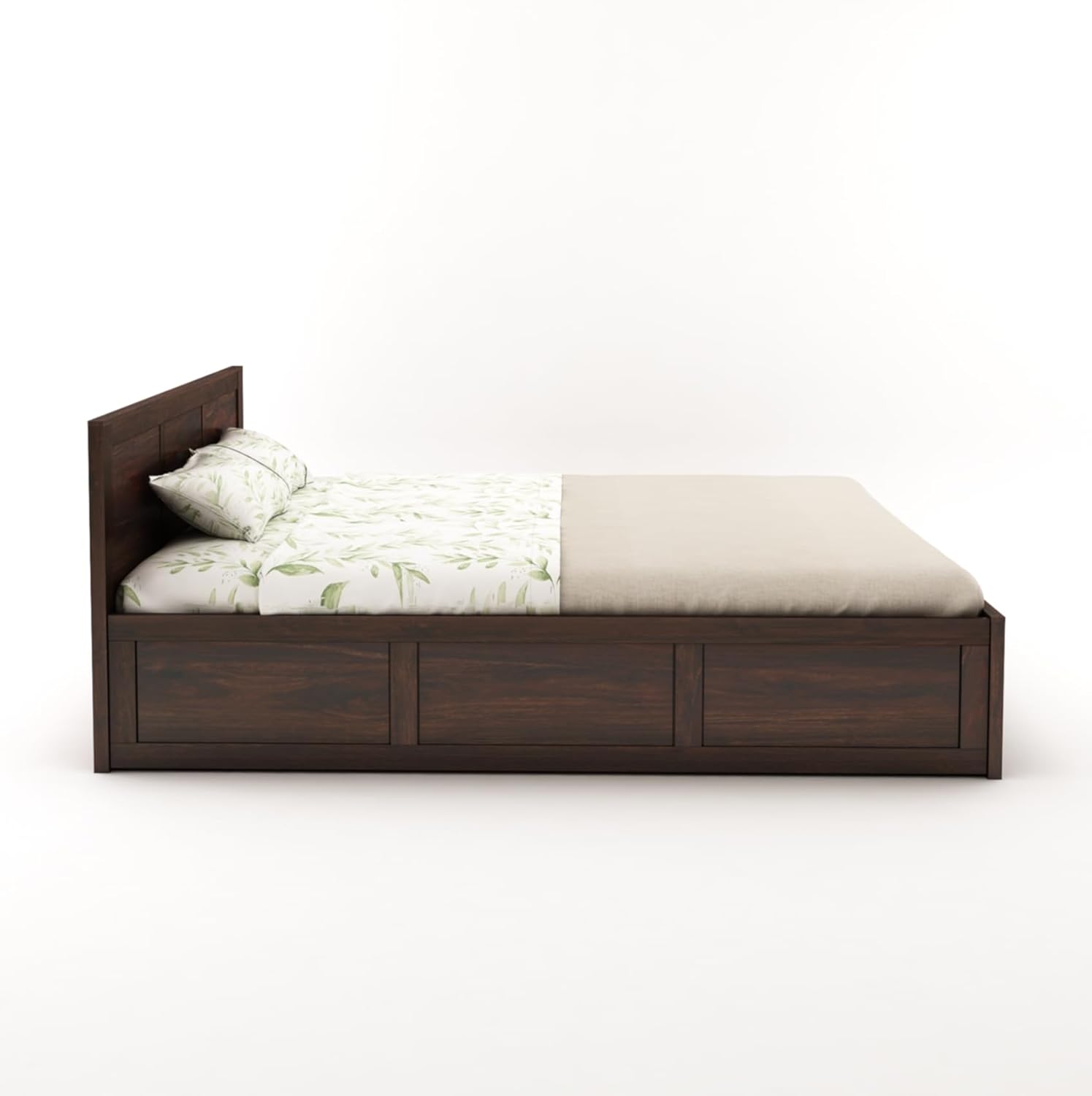 Goyal Handicraft Solid Sheesham Wood King Size Bed with Storage for Bedroom Wooden Palang for Living Room Home (Walnut Finish) | 1 Year Warranty