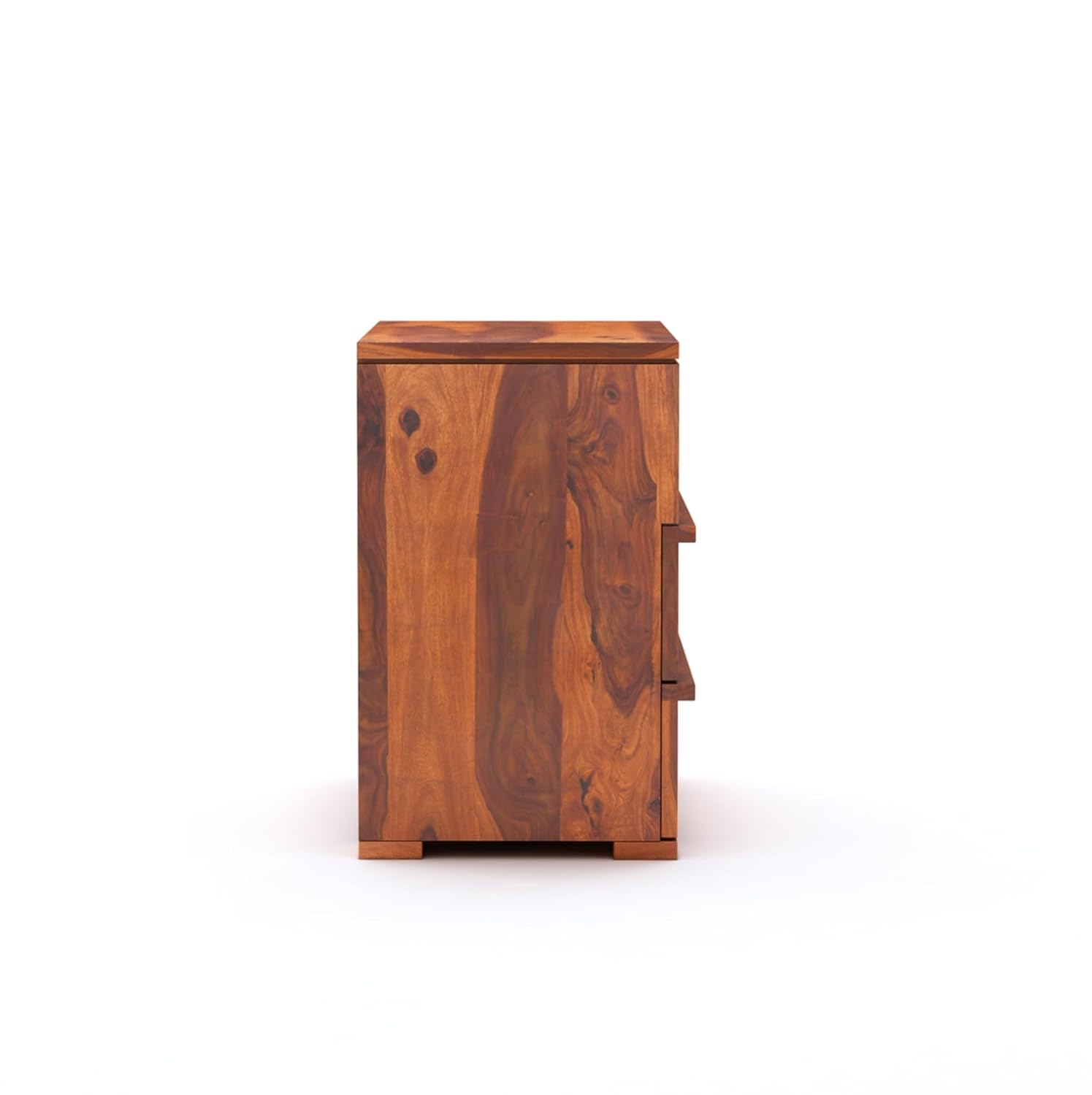 Sheesham Wood Bedside End Table with 2 Drawers and Open Shelf Storage for Bedroom Living Room Wooden Furniture Side Table for Hotel Room Office