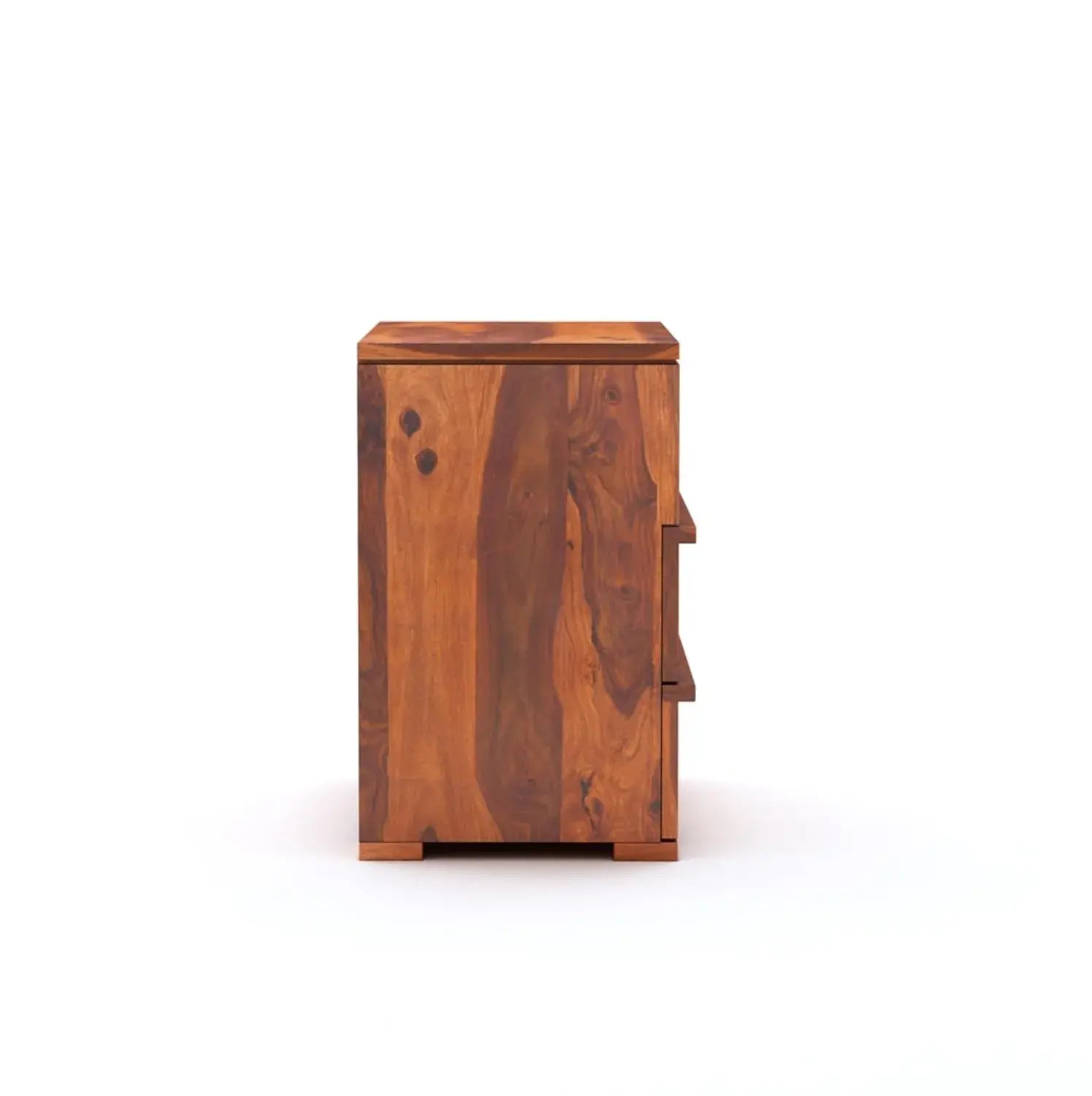 Wood Bedside End Table With 2 Drawers | Honey Finish