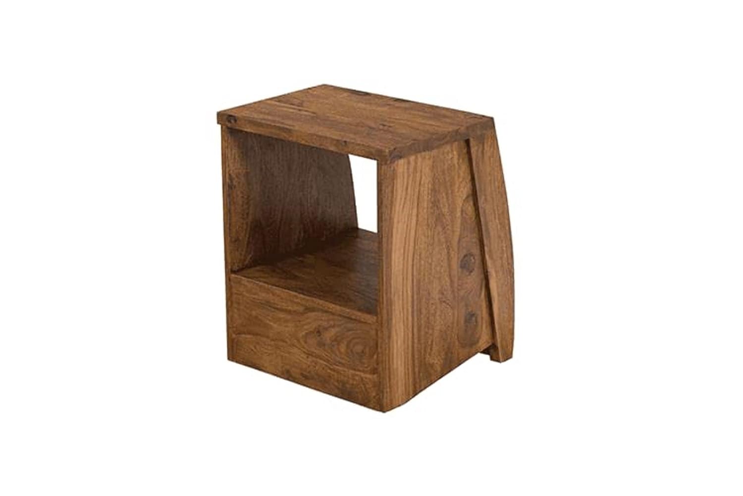 Goyal Handicraft Sheesham Wood Bedside Table with One Drawer and Open Shelf Stoarge for Bedroom Living Room Office Furniture End Table, Nightstand, Sofa Side Table (Natural Teak Finish)