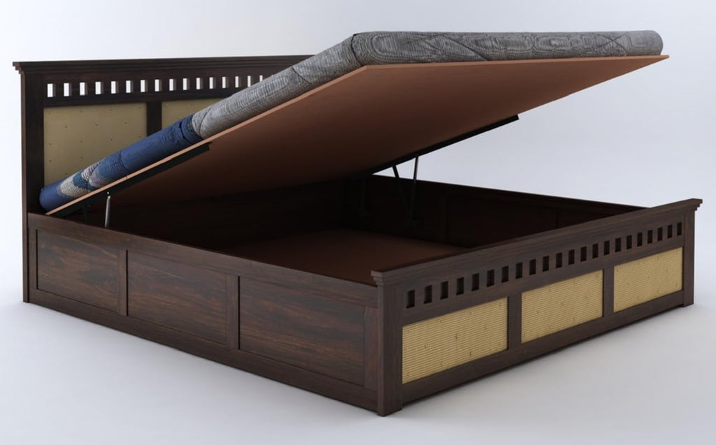 Sheesham Wood Queen Size Kuber Bed with Storage for Bedroom Living Room Home Hotel Wooden Double Bed Cot Palang Furniture