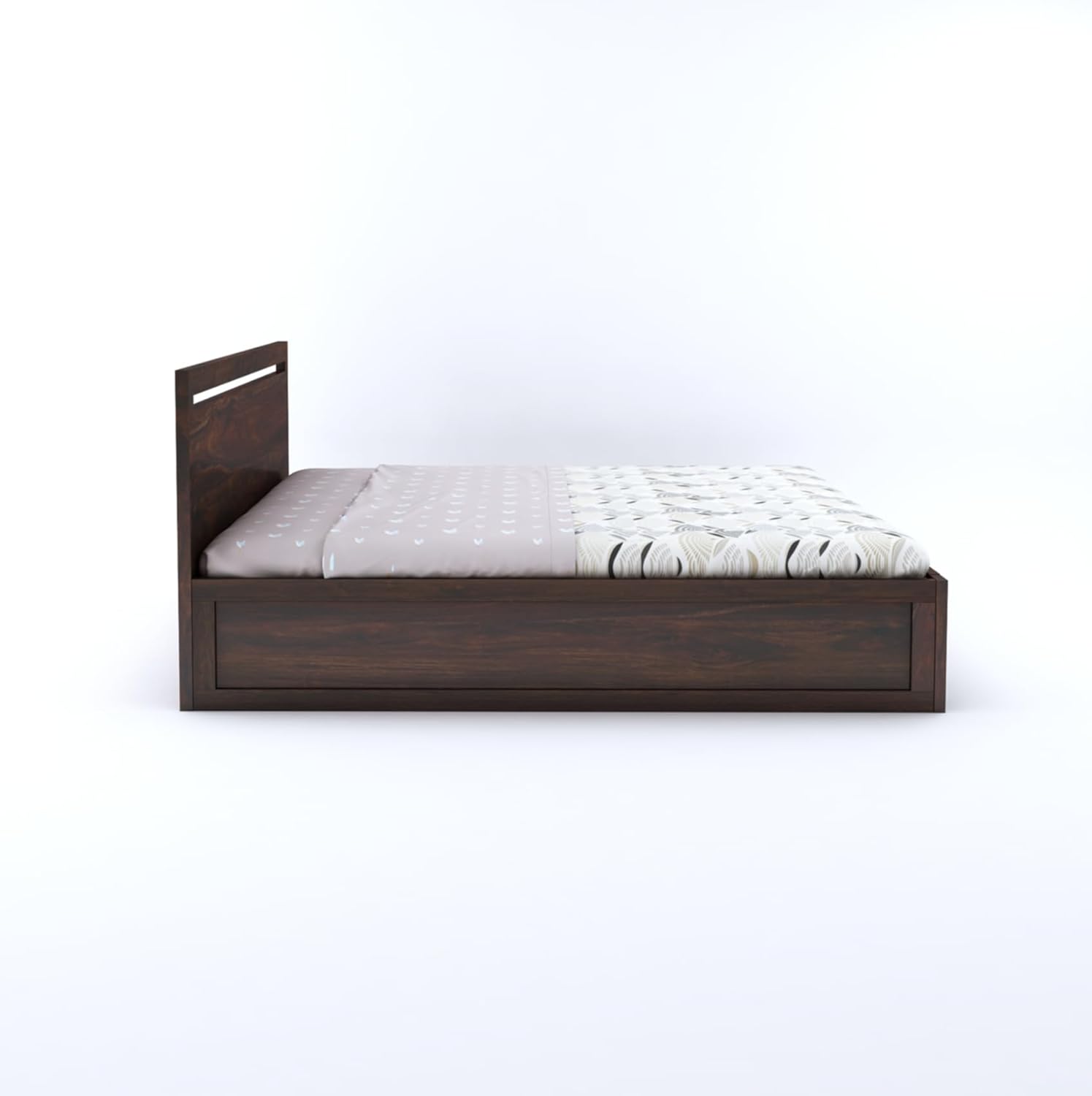 Goyal Handicraft Sheesham Wood Queen Size Bed with Storage for Bedroom Living Room Home Hotel Bed with Headboard Pannel Wooden Double Bed Cot Palang Furniture (Walnut Finish)| 1 Year Warranty