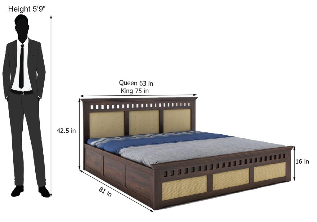 Sheesham Wood King Size Kuber Bed with Storage for Bedroom Living Room Home Hotel Wooden Double Bed Cot Palang with Box Storage Furniture