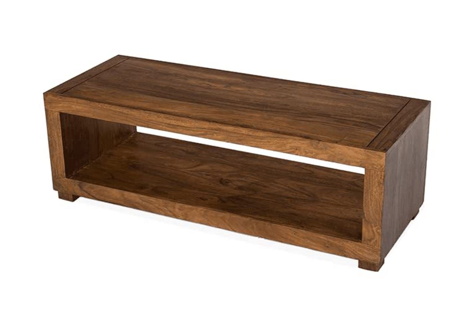 Sheesham Wood Coffee Table with Shelf Storage Wooden Teapoy Tea Table Center Table Furniture for Bedroom Living Room Home and Office