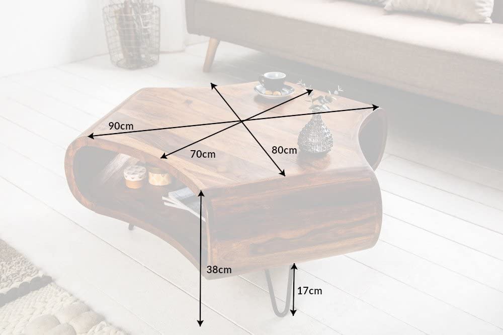 Sheesham Wood Coffee Table with Shelf Storage Wooden Teapoy Tea Table Center Table Furniture for Bedroom Living Room Home Office