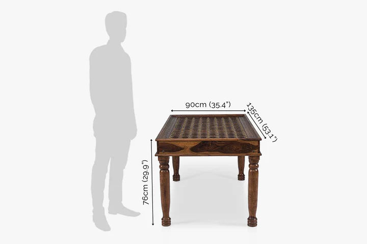 Solid Wood Brass Dining Table C - Stone Finish