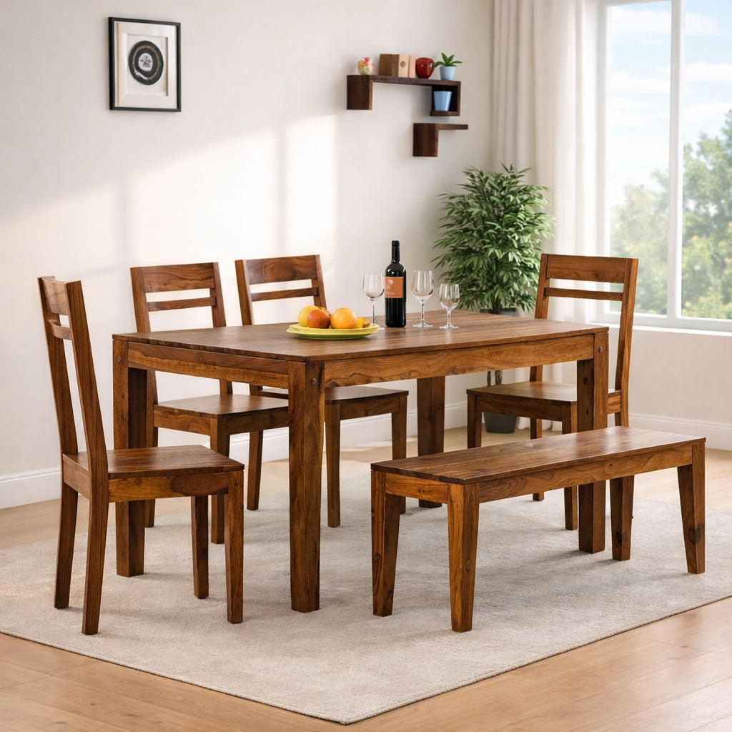 6 Seater Dining Table | Honey Finish