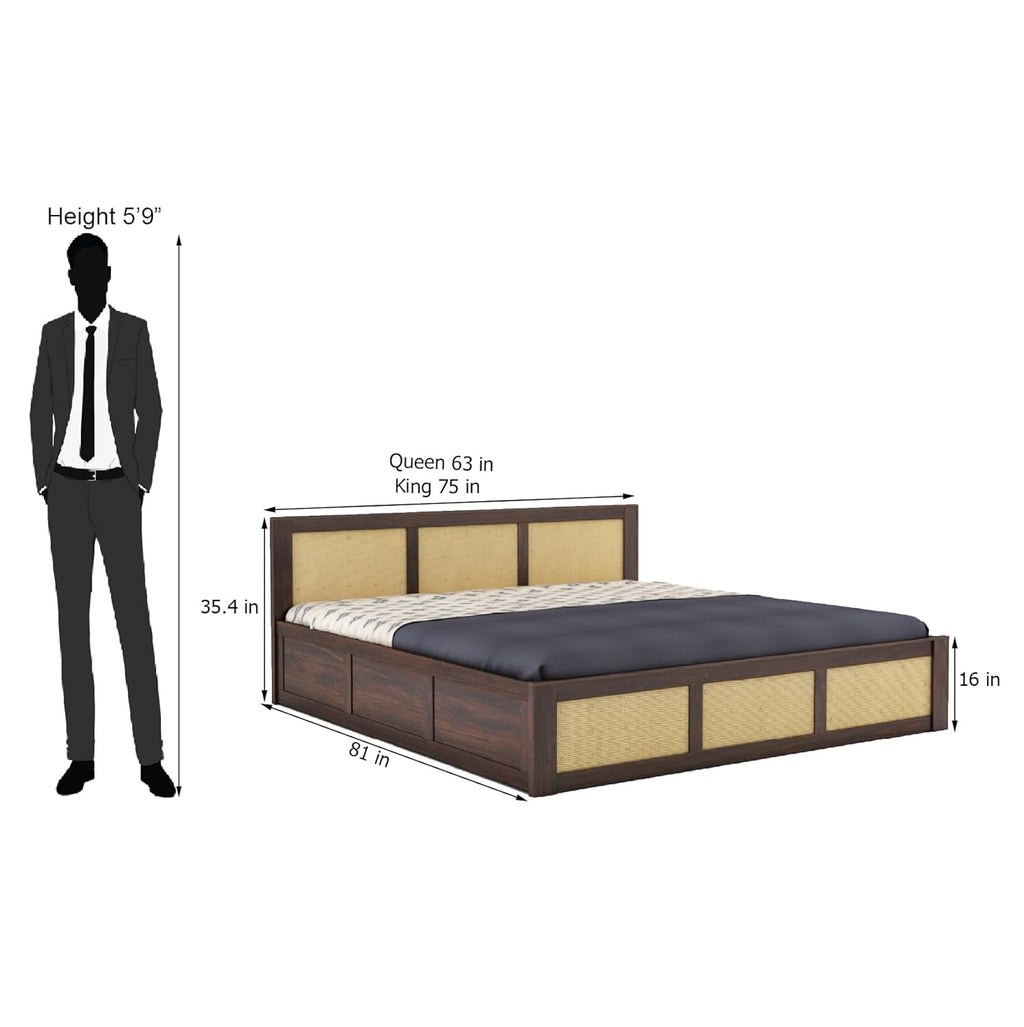Sheesham Wood King Size Bed with Hydraulic Storage Wooden Double Bed Cot Palang Furniture for Bedroom Living Room Home Furniture