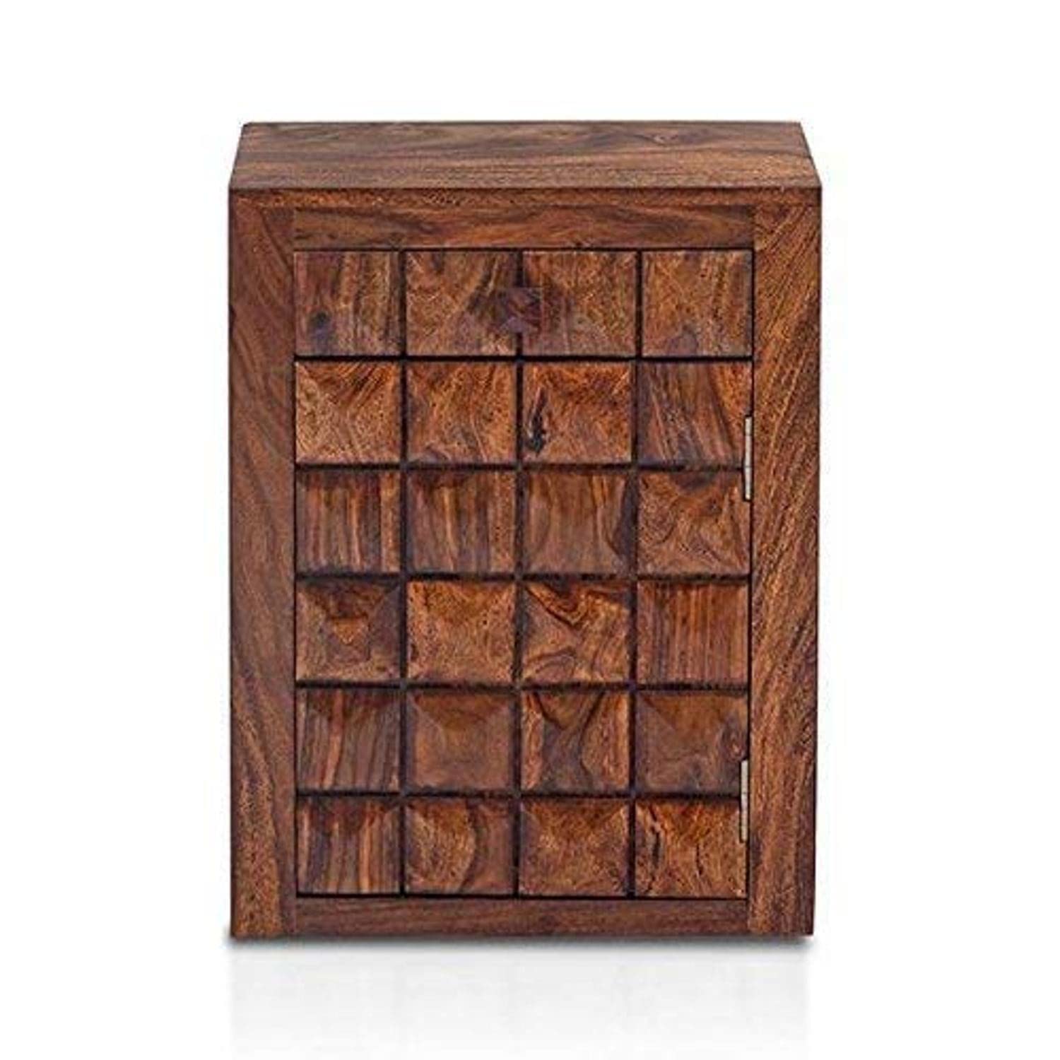 Goyal Handicraft Sheesham Wood Bedside Table with One Drawer and Cabinet Storage for Bedroom, Living Room, Home Office Furniture Nightstand | Sofa Side Table | End Table (Honey Finish)