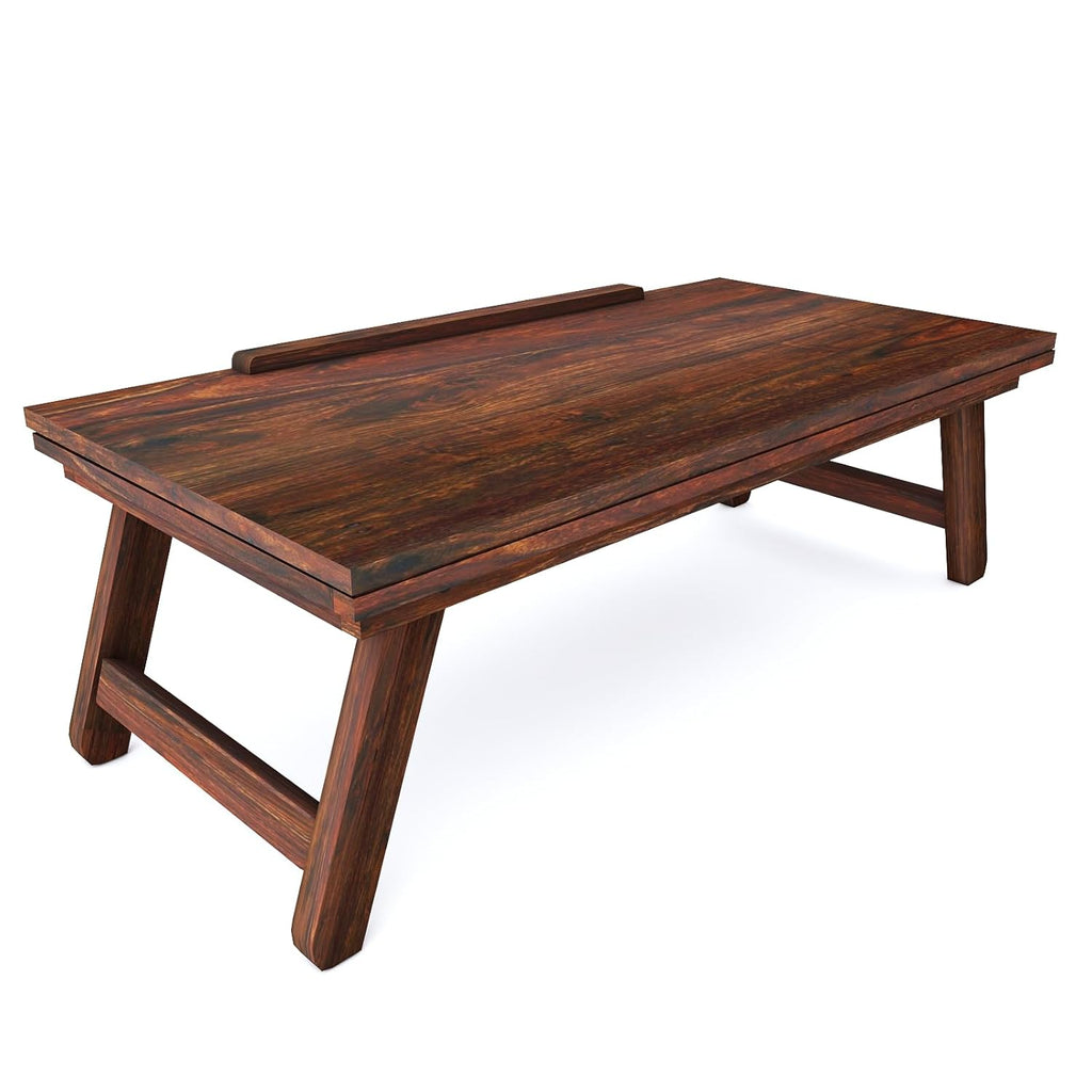Sheesham Wood Rectangle Laptop Desk and Study Table | Solid Wooden Adjustable and Foldable Design Table for Home and Office