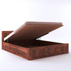 Sheesham Wood Queen Size Bed with Box Storage and Headboard | Durable Wooden Double Bed Cot Palang Furniture for Bedroom, Living Room, Guest Room, Hotel and Home