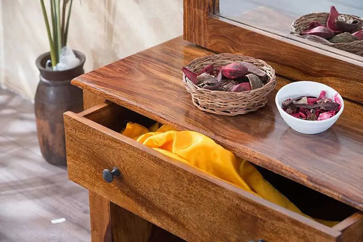 Dressing Table With Mirror - Bronze With Drawer
