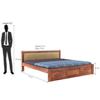 Sheesham Wood King Size Bed Without Storage Wooden Headboard Cushion Cot Double Bed Furniture for Bedroom Living Room Home