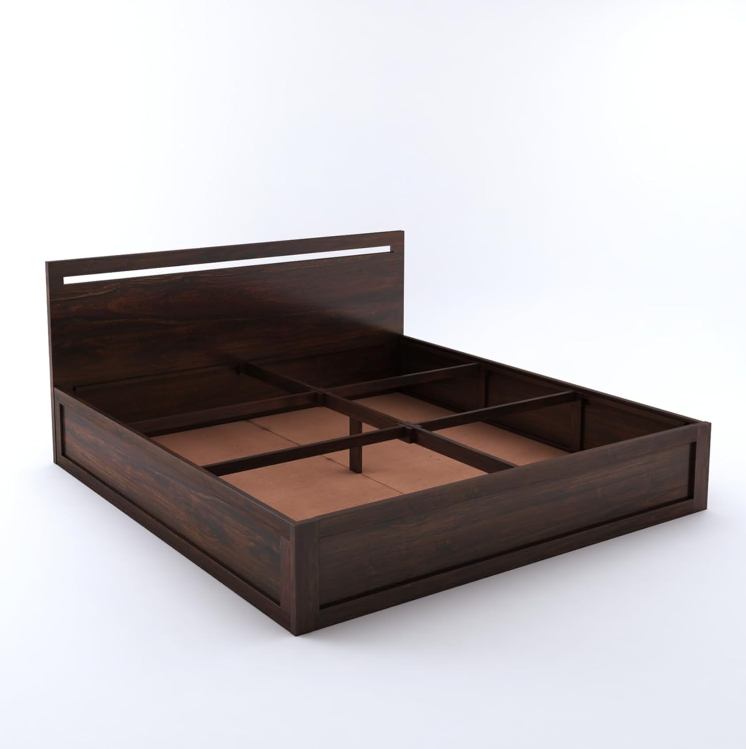 Wood Headboard Panel King Size Bed | Walnut Finish