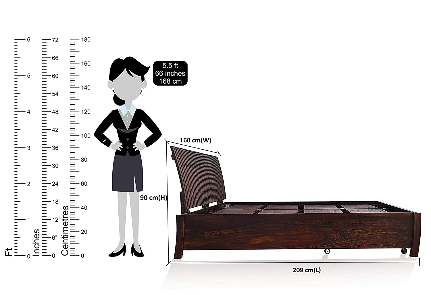 Sheesham Wood Queen Size Bed with Storage for Bedroom Living Room Home Hotel Wooden Double Bed Cot Palang Furniture