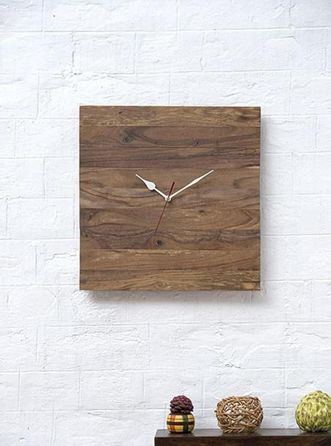 Goyal Handicraft Sheesham Wood Analog Wall Clock Classic Clock Solid Wooden Hanging Analog Modern Wall Clock for Décor Home Living Room (Brown)