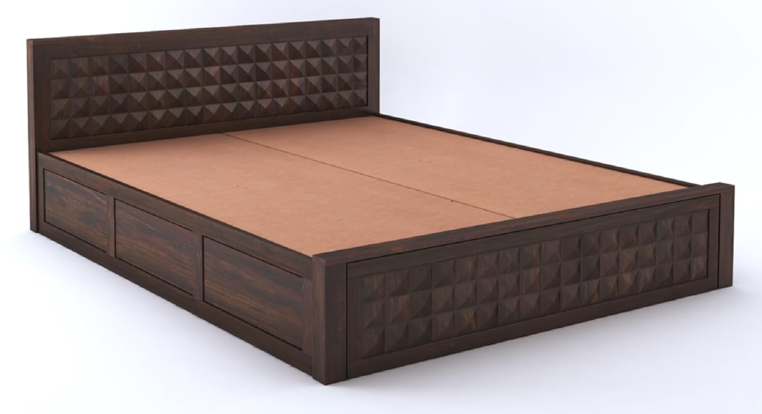 Sheesham Wood King Size Bed with Box Storage and Headboard | Durable Wooden Double Bed Cot Palang Furniture for Bedroom, Living Room, Guest Room, Hotels and Home