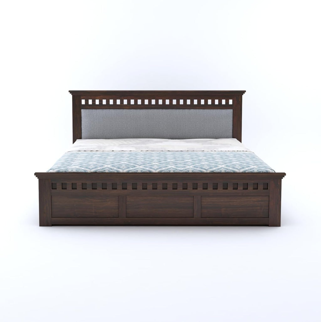 Sheesham Wood Queen Size Bed with Box Storage | 1 Year Warranty | Wooden Double Bed Cot Palang Furniture for Bedroom Living Room Home Hotel