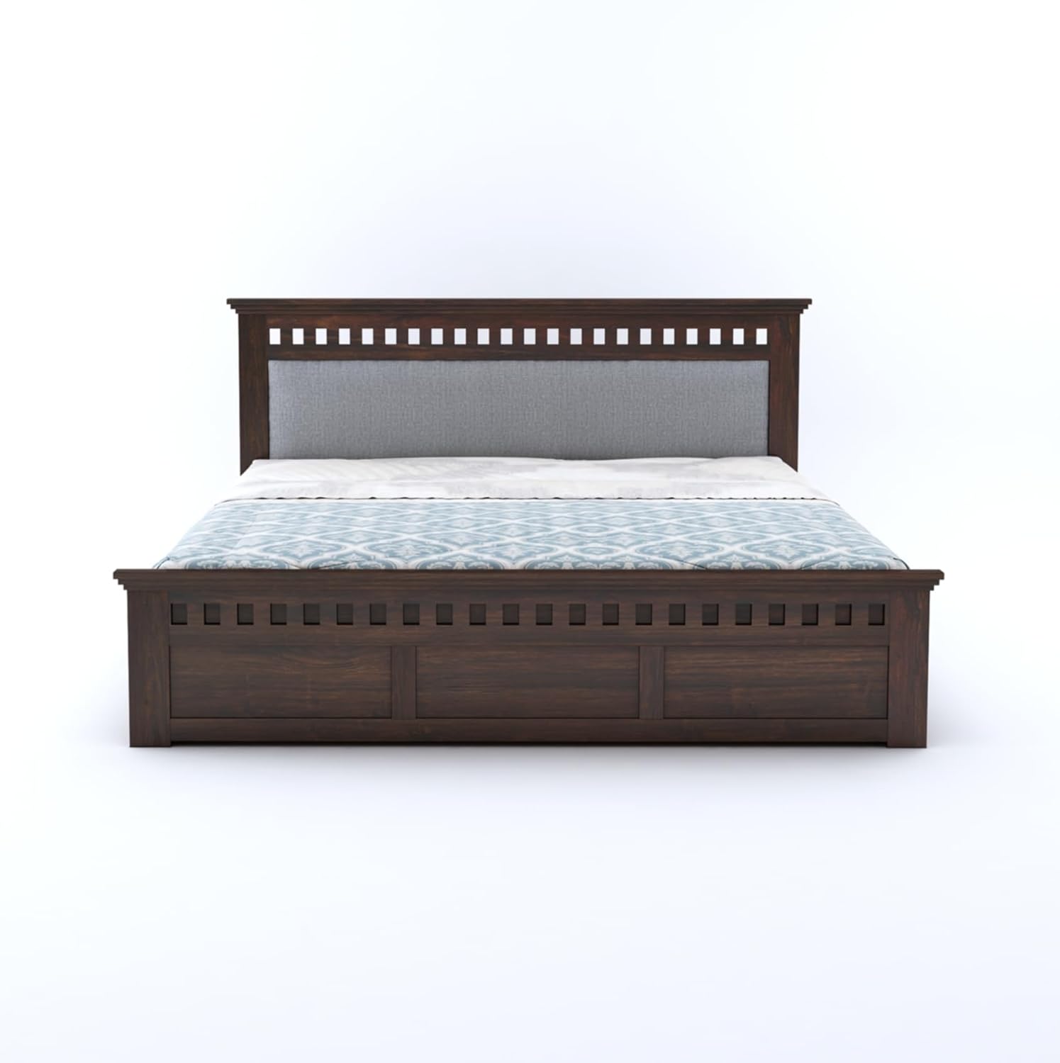 Sheesham Wood Queen Size Bed with Box Storage | 1 Year Warranty | Wooden Double Bed Cot Palang Furniture for Bedroom Living Room Home Hotel