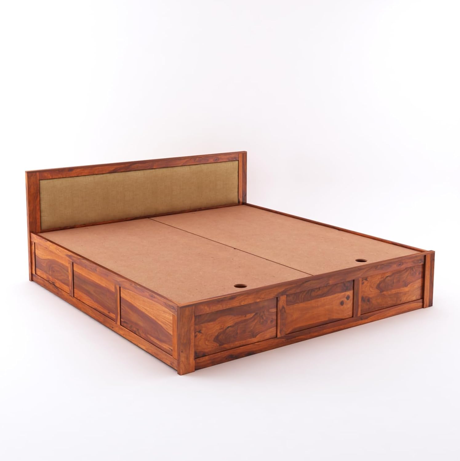 Goyal Handicraft Sheesham Wood Queen Size Bed with Box Storage for Bedroom Living Room Home Hotel Bed with Headboard Pannel Wooden Double Bed Cot Palang Furniture (Honey Finish)| 1 Year Warranty