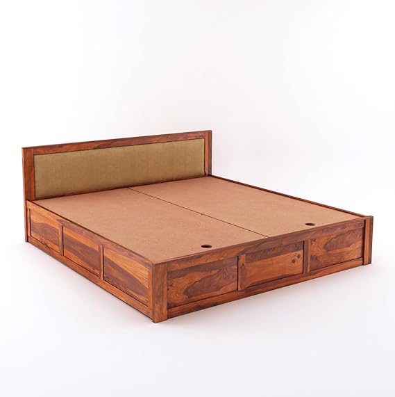 Goyal Handicraft Sheesham Wood King Size Cane Bed with Box Storage Wooden Double Bed Cot Palang for Bedroom Living Room Home Hotel Furniture (Honey Finish) 1 Year Warranty