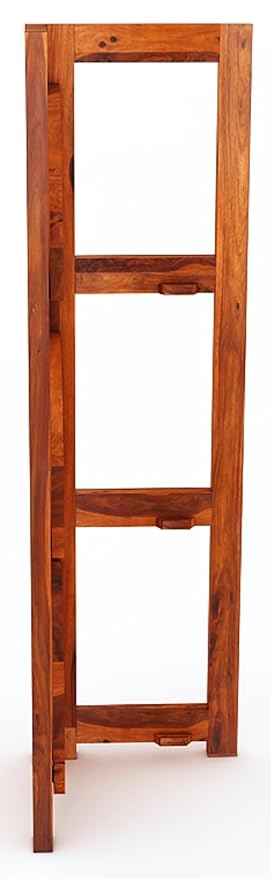 Goyal Handicraft Sheesham Wood 3 Tier Corner Shelf Display Rack Shelves Storage Organizer Ladder Bookshelf for Living Room Bedroom Home Office (Honey Finish)