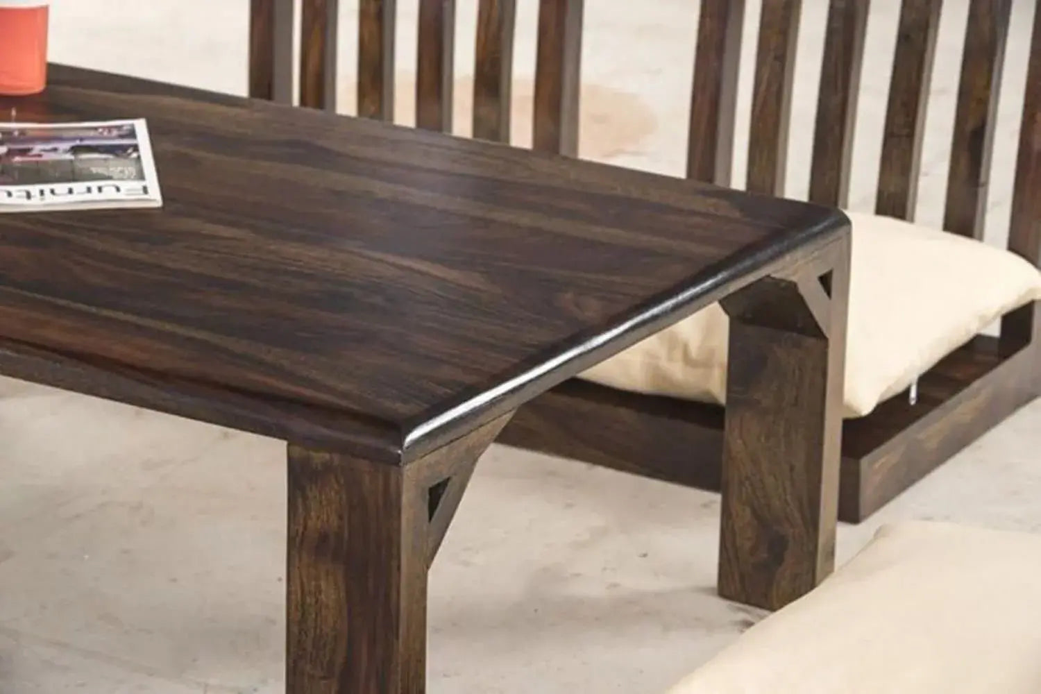 Japanese 4 Seater Dining Table | Walnut Finish