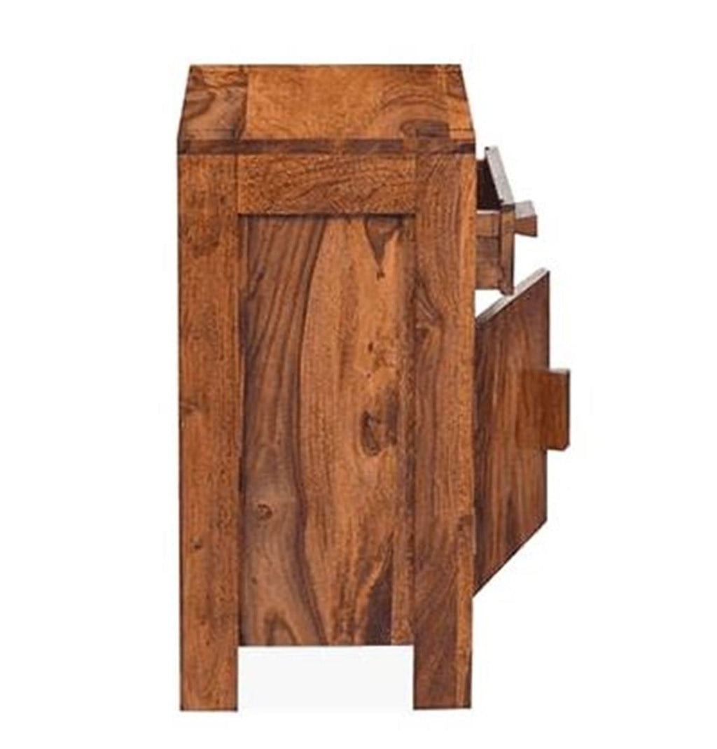 Sheesham Wood Bedside Table with Cabinet Storage Night Stand Sofa Side Table End Table Furniture for Living Room Home Office