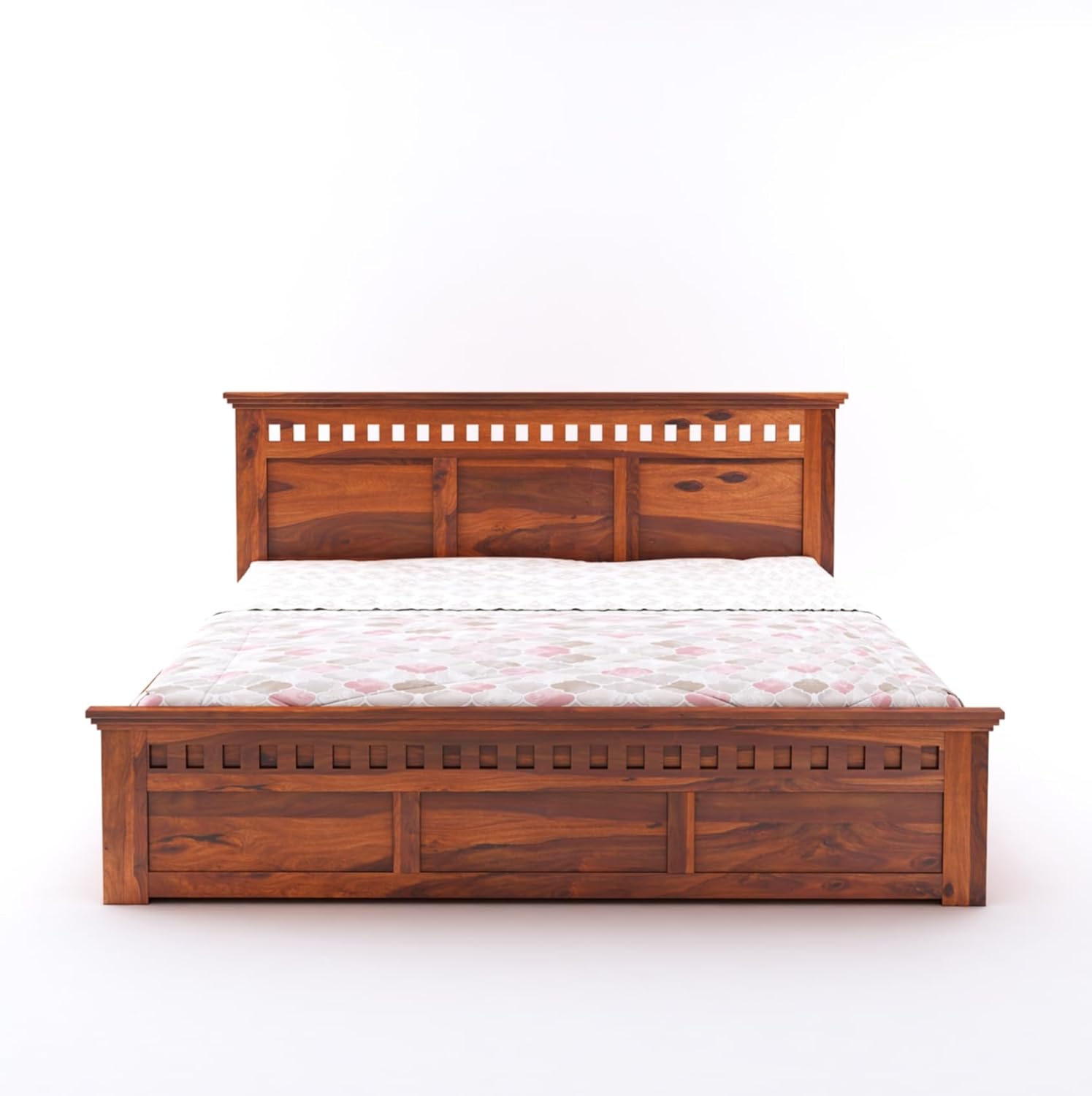 Goyal Handicraft Sheesham Wood King Size Kuber Bed with Box Storage for Bedroom Living Room Home Hotel Wooden Double Bed Cot Palang Furniture (Honey Finish)|1 Year Warranty