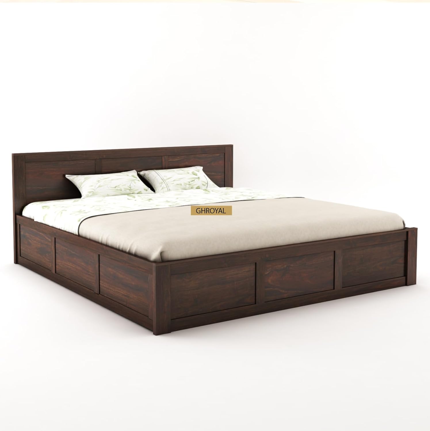 Sheesham Wood Queen Size Bed with Hydraulic Storage for Bedroom Living Room Home Hotel Furniture Wooden Double Bed Cot Palang for Guest Room