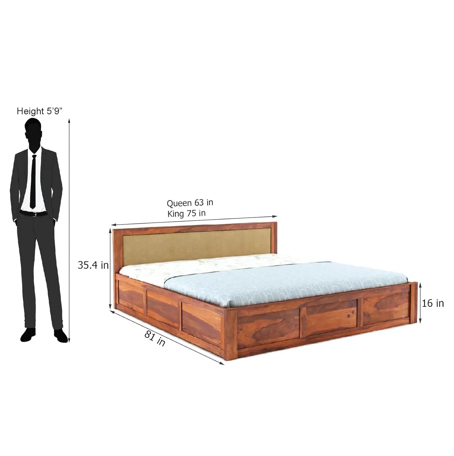 Sheesham Wood Bed King Size With Box Storage